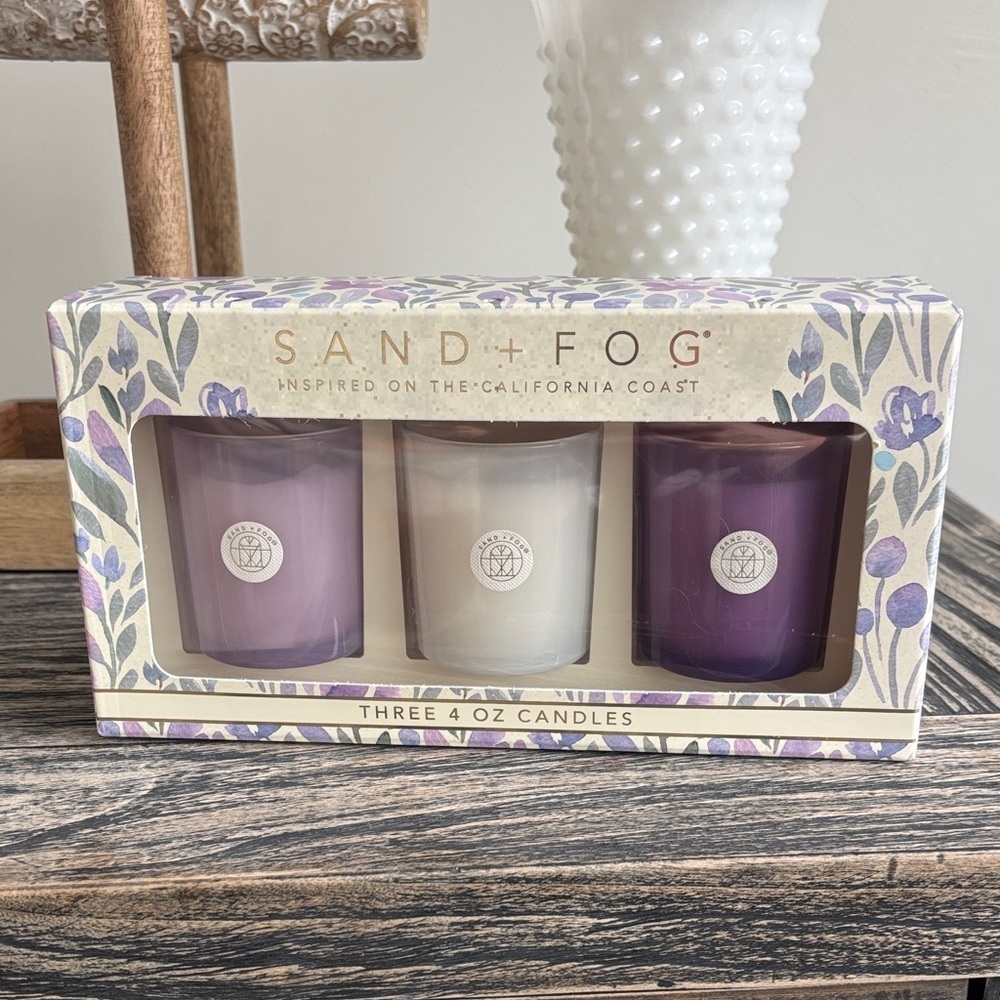 Sand + Fog Lavender and White Votive Candle Trio